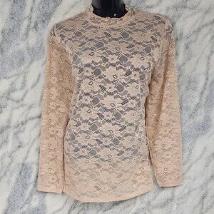 TORRID 1 1X 14-16 Sheer Stretch Lace Mock Neck Long Sleeve Layering Top